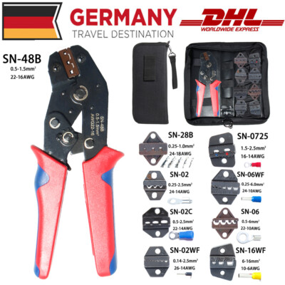 Professional Crimping Tool Set with 9 Interchangeable Dies for Cable Connectors