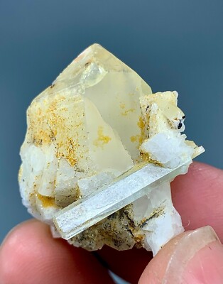 18 Gram Natural Terminated Aquamarine Floater Crystal Perched On Quartz Specimen