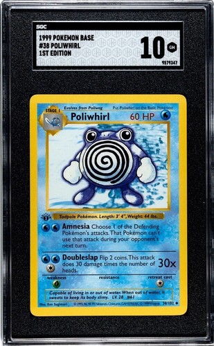 Poliwhirl (1st Edition) graded SGC 10 for sale on eBay