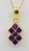 Edler 1,9 Amethyst AnhäNger 925 Silber Collier Kette Violetter Edelstein Verg.