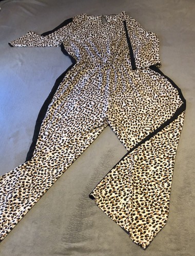 NWT Wide Legged Leopard Print Jumpsuit With Black Racer-stripe detail. UK 20 - Picture 5 of 11
