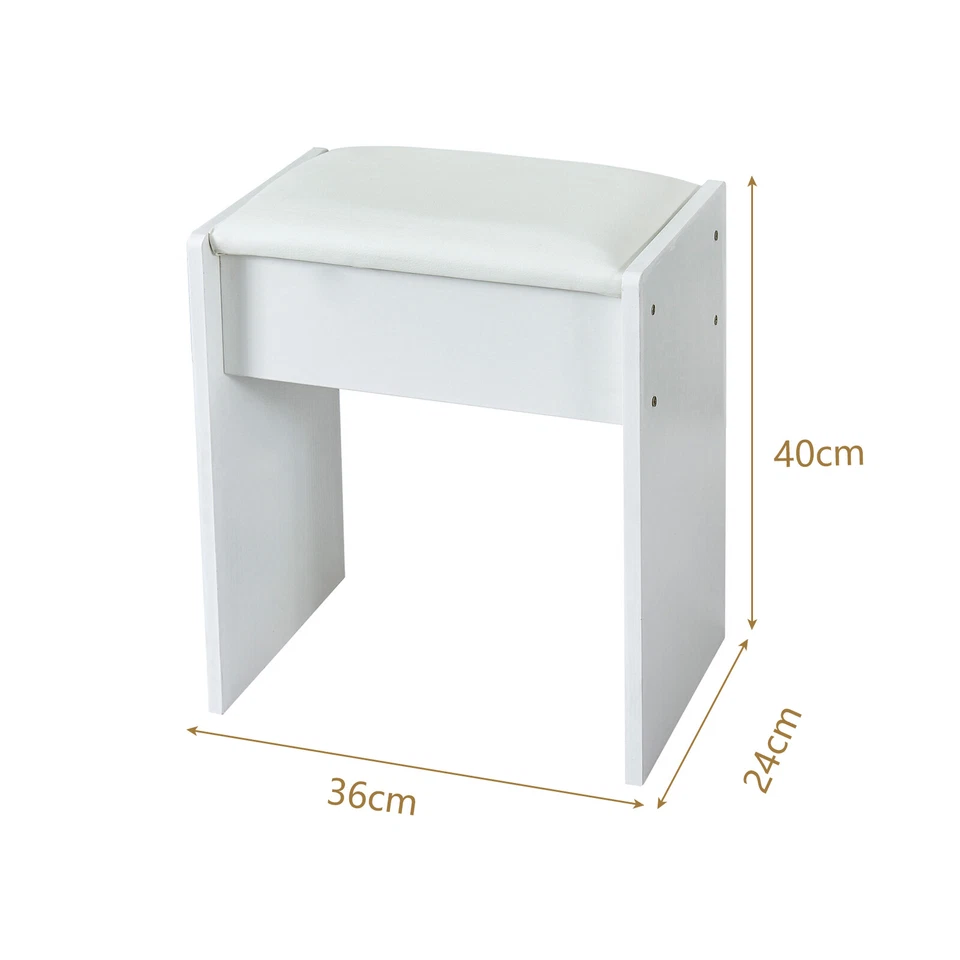 Vanity Set 10 LED Lights with 3 Colours Mirror Dressing Table Makeup Desk Stool - Image 3 of 4