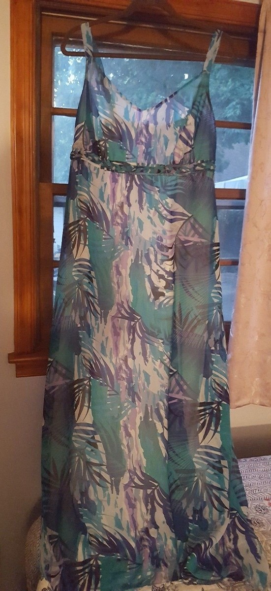 Simply Be women's long maxi dress sleeveless M 10 12 emerald green tropical  $99 | eBay