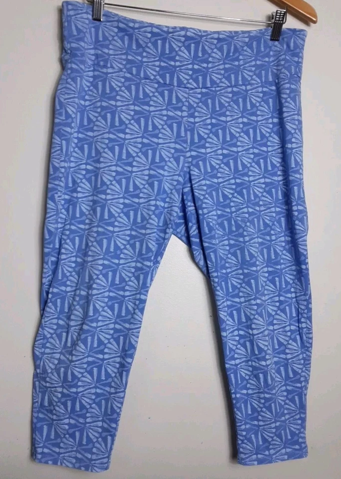 Fresh Produce Capri Leggings Size XL Purple Made In USA Lightweight  - Image 3 of 4