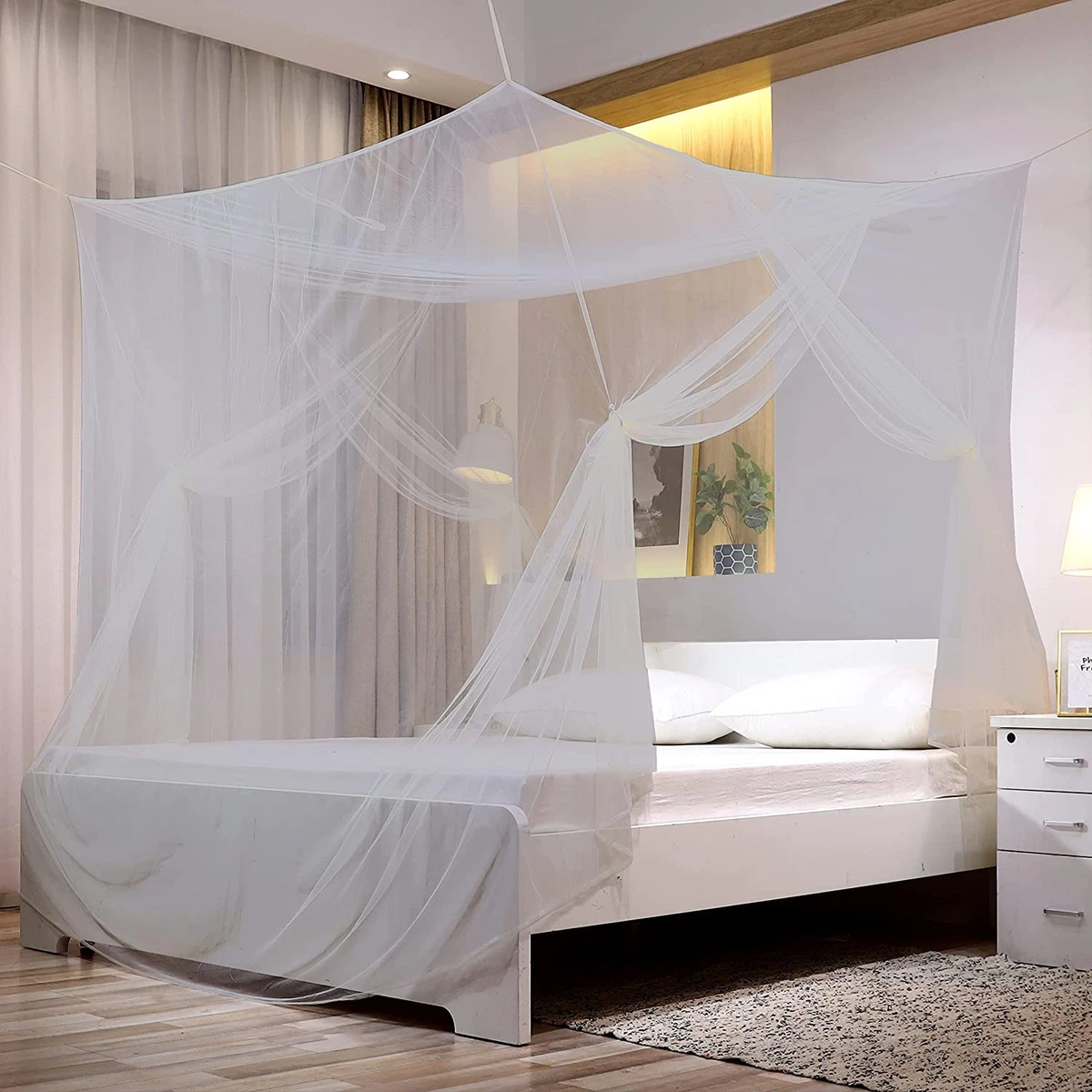 No-See-Um Mesh Square Mosquito Net for King Size Bed 2 Openings Netting  Mosquito