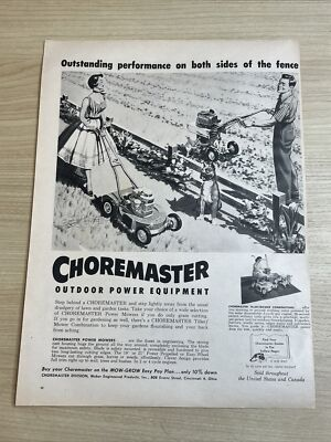 #ad #ad Choremaster Outdoor Power Equipment Mower 1957 Vintage Print Ad Life Magazine $5.59