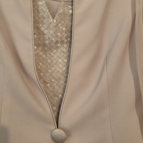 Jupe longue et veste J. R. Nites by Caliendo crème manches transparentes perles taille 10 - Photo 3/11