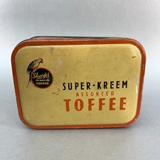 Vintage Sharps Super Kreem Toffee Metal Tin Box Made in England 1930s Sweets