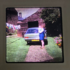Vintage Kodachrome 35mm Colour Slide Woman & Baby by Vauxhall Victor FD c70's