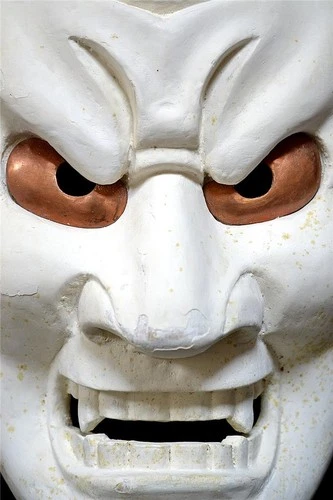 Wooden! Japanese Traditional Noh Mask SHIKAMI(顰) Demon Kagura Kabuki Samurai