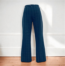 Vintage High Waisted Plaid Pants Grey Brown Straight Flare Leg 26  