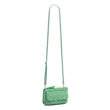 Cotton Wallet Crossbody Purse with RFID Protection, Garden Green Leaf, One Size