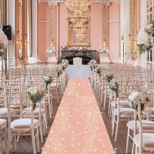 FUHSY Aisle Runners for Weddings Sequin Aisle Runner Rug 2Ftx15Ft Rose Gold Carp