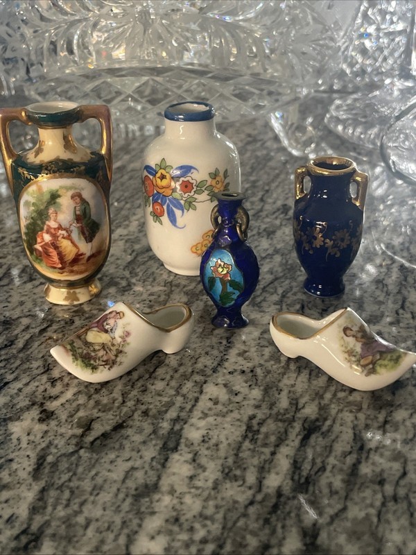 VINTAGE — Dollhouse Vases And Shoes Some From Limoge — Lot Of 6