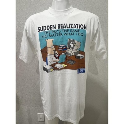 Vintage Dilbert Sudden Realization Comic Strip Graphic Tee Mens Cotton T-Shirt