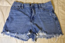 CALVIN KLEIN Jean Shorts High Rise Cutoff Distressed Denim Size 31 RARE