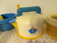 Vintage 30pc Fisher Price FUN WITH FOOD Whistling Teapot Dishes Cupcake Tray Lot