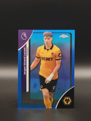 Jorgen Strand Larsen 2026 Topps Chrome Premier League BLUE REFRACTOR /150 Wolves