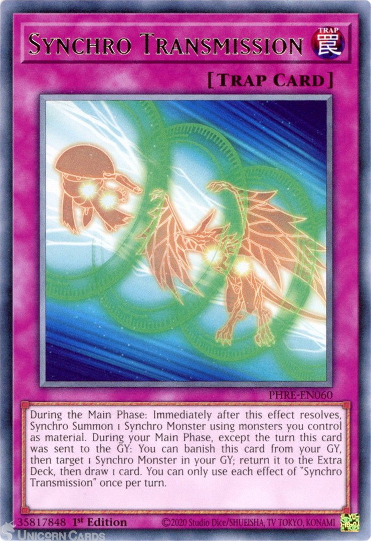 PHRE-EN060 Synchro Transmission : Rare 1st Edition Mint YuGiOh Card