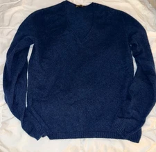Loro Piana Cashmere Sweater V Neck Blue  Size 42