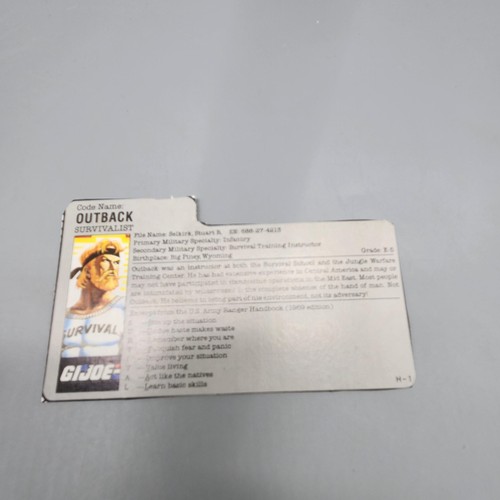 Gi Joe Outback / Survival V1 – Hasbro 1987 – Figurine Vintage Avec Carte Française