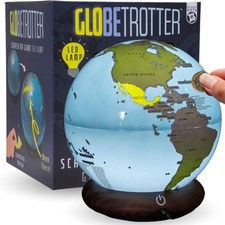 Boxer Gifts Globe Trotter Light-Up LED Scratch Off World Map with Rotating Stand