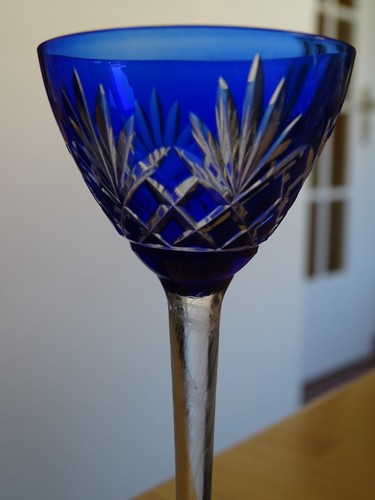 SAINT LOUIS ANCIEN VERRE LIQUEUR CRISTAL DOUBLER COLORER BLEU ART DECO ht 12 cm - Picture 2 of 7