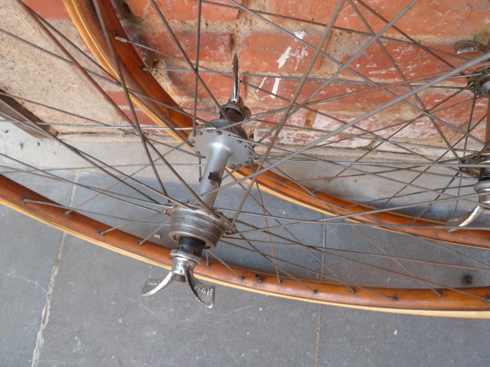 ancien vélo ROUES DE PISTE en bois- bici epoca antique bicycle oldtimer Fahrrad - Photo 2/4