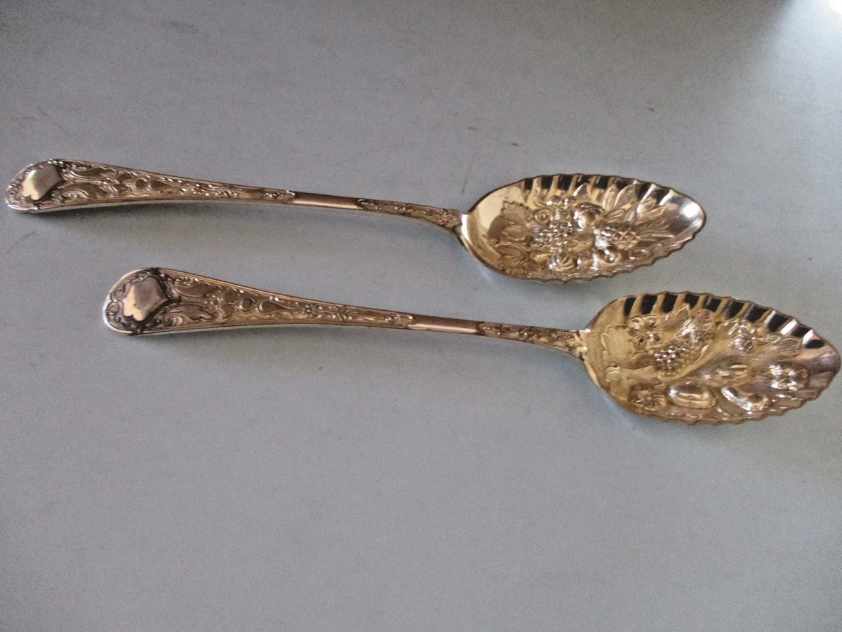 Vintage English Silver Plated Fruit Servers -Embossed  24cm