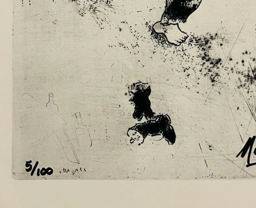 Impresión original firmada a mano por Marc Chagall con certificado de autenticidad y +$3.500 USD de valoración Foto 3 de 4
