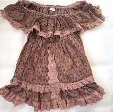LIZ LISA Brown Lace Frill Mini Dress Offshoulder Y2K Rare Japan