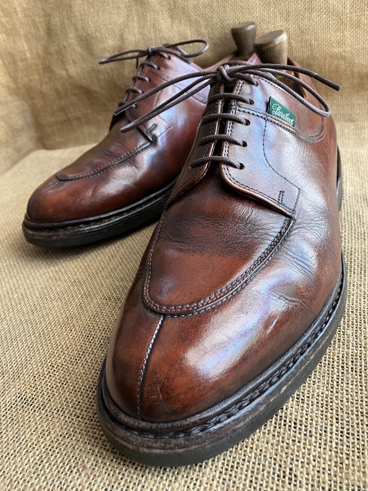 SAOLA Scarpe derby vintage Paraboot Avignone in pelle marrone punta divisa UK 10 5 G US 11 5