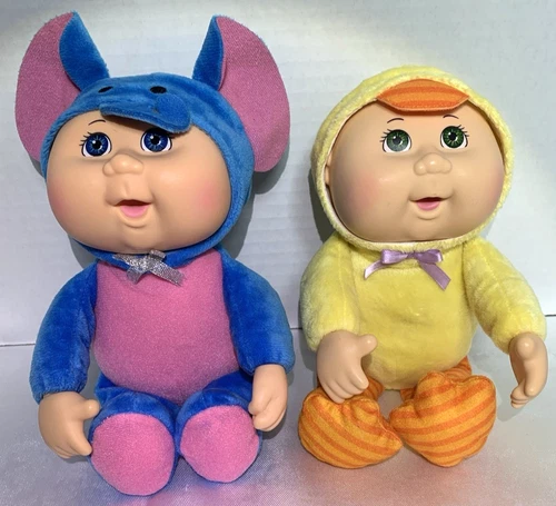 Cabbage Patch Kids 9" Plush Dolls Two Baby Animals Everly Elephant & Lucky Duck.