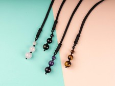 Beaded Crystal Necklace with 26" Adjustable Rope, Healing Crystal Jewelry Gift