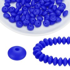 100Pcs Silicone Beads 12mm Lentil Rubber Focal Beads Bulk, Sapphire Blue