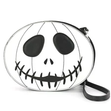 Glow in the Dark White Double Sided Jack-O-Lantern Crossbody Bag for Women