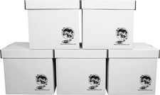 Set of 5 Vinyl Record Storage Boxes 12" Holds 90 LPs Each Heavy Duty 12BC13
