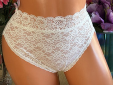 Vanity Fair Large White Sheer ALL Lace Nylon Hi Cut Panties 13280 Discontinued