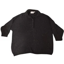 ORIGINAL VENEZIA Sportswear Black Speckled Knit Collared Sweater One Size