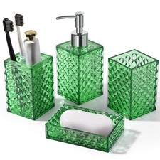 Green Bathroom Accessories Set, 4 Pack Green Bath Accessory Sets Complete, Ac...