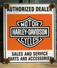 VINTAGE HARLEY DAVIDSON MOTORCYCLES 10” PORCELAIN SALES SERVICE SIGN DEALER