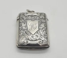 Sterling Silver Vesta Case Match Safe Holder Thomas Hayes Birmingham 1896