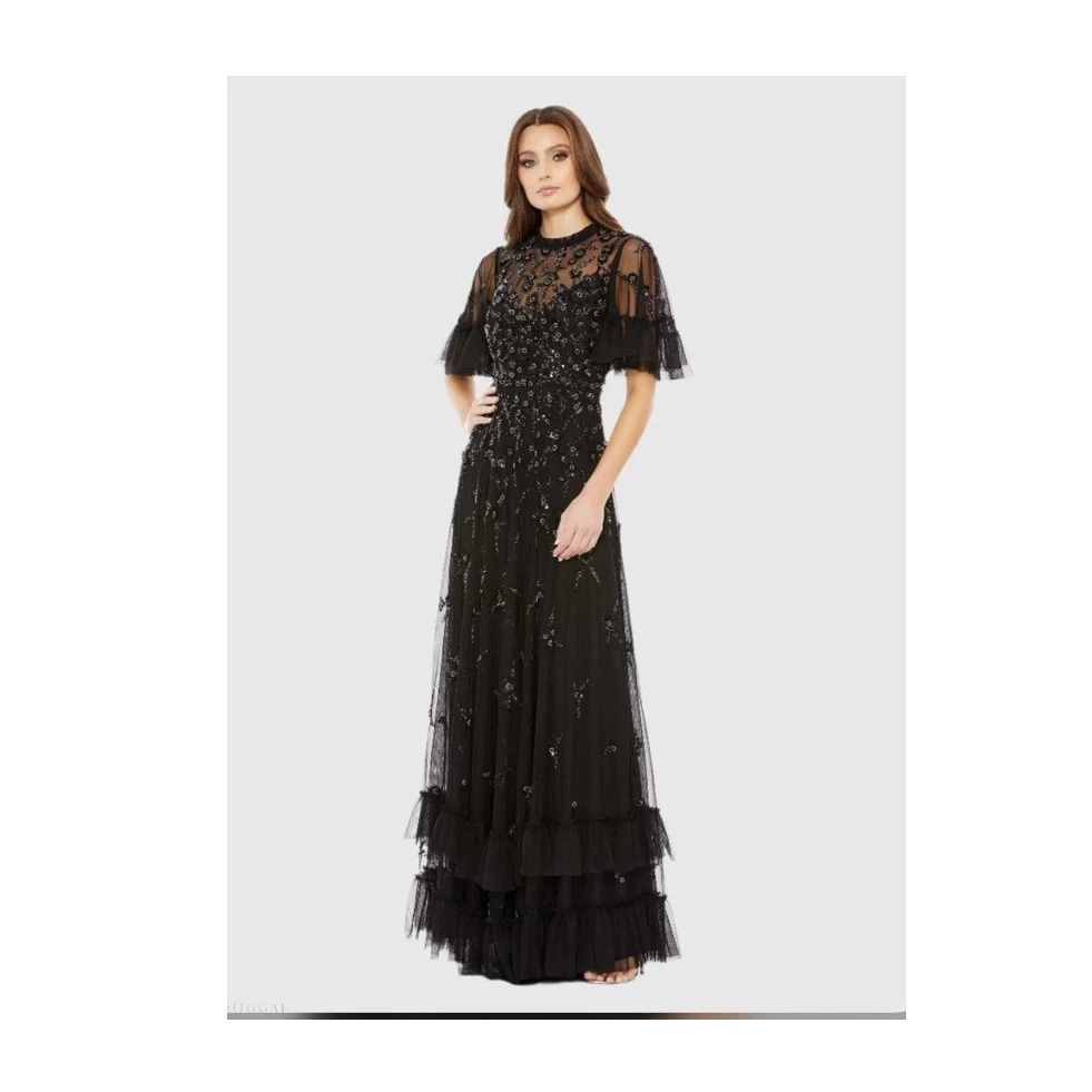 formal black mother of the bride dresses Beaded Long Mother of the Bride Dress - Black - Plus Size 2XL main image 1