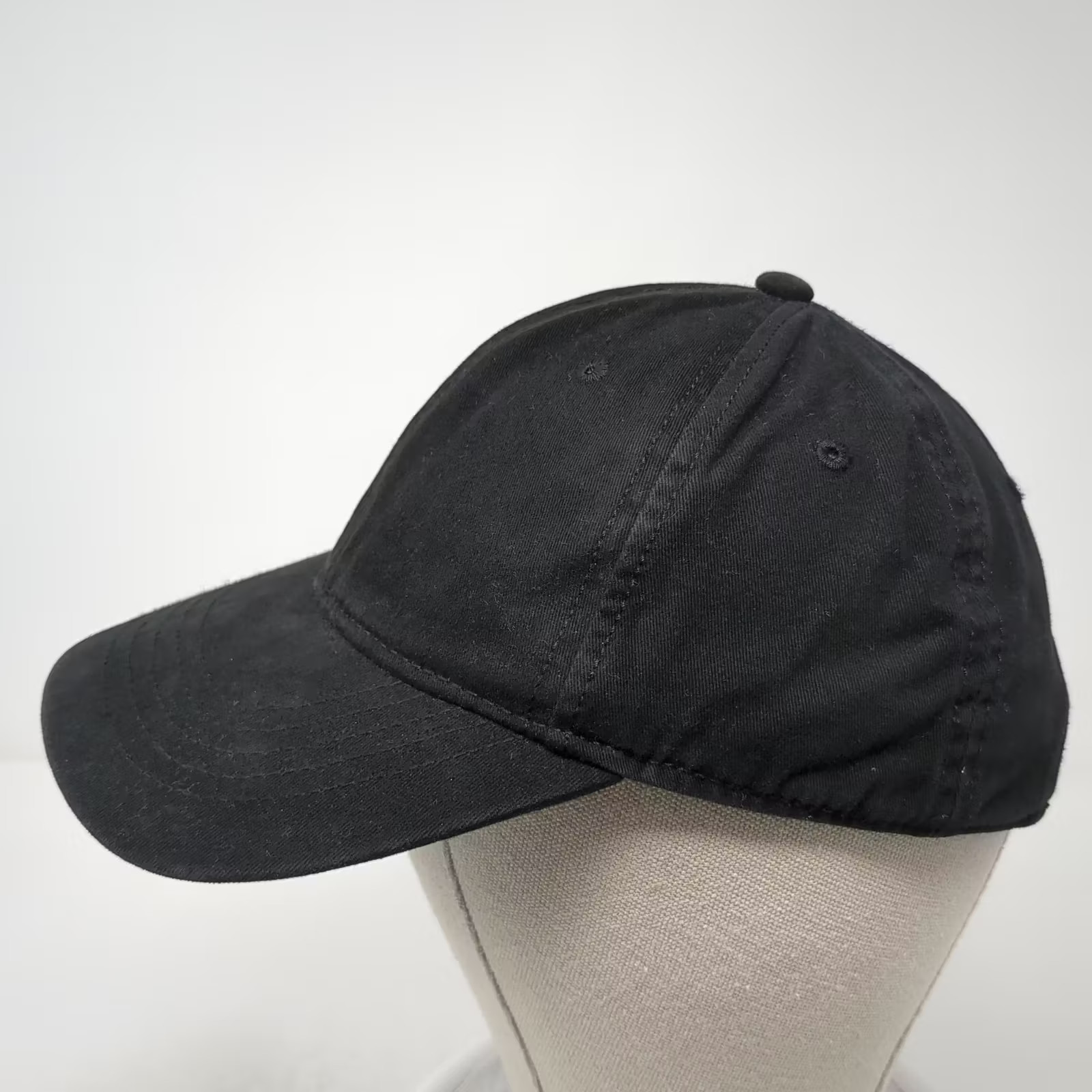 Baseball Cap Black OS Hat Solid Plain Adjustable … - image 3