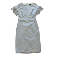 Banana Republic Grey Flutter Sleeve Sheath Dress Textured Career Workwear 10