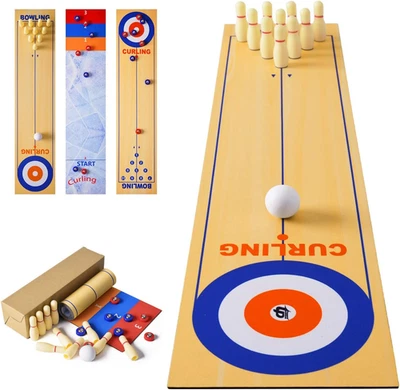 RAYNA GAMES Shuffleboard Bowling Curling Spiel 3 In1 Shuffleboard Tisch Curling Cpiel,Tragba