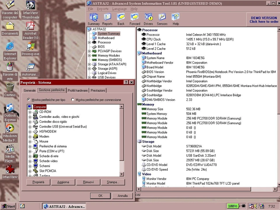 Windows 98 Se IBM notebook portalite parallela dvd usb alimentatore - Immagine 2 di 4