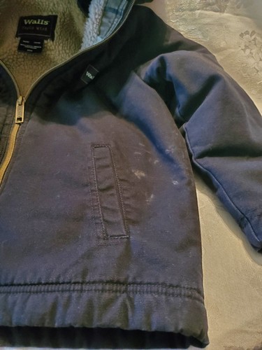 Walls Tough Wear Jacket Coat Youth Boys Small 4-5 Black Outdoors Hooded Hunting - Picture 13 of 18