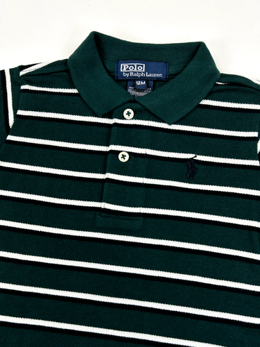Polo Ralph Lauren Baby Boy's Striped Polo Shirt with Pony - Green - Sz: 12 Month - 第 2/3 張圖片