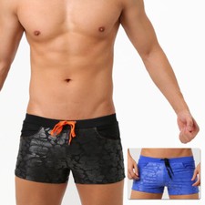 Men's Swimming Trunks Embossed printing fashion personality Elastic Beach Shorts